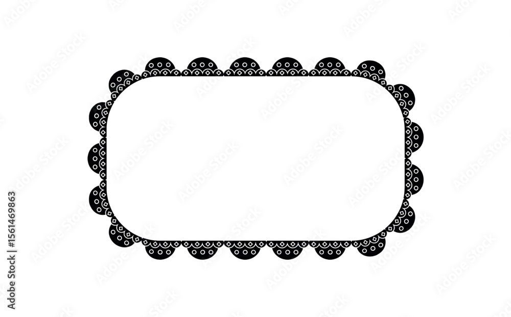 Poster illustration of decorative scalloped frame vector graphic design element for scrapbooking and creati