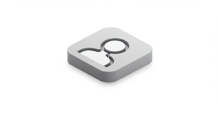 Grey isometric square icon depicting a person's profile.