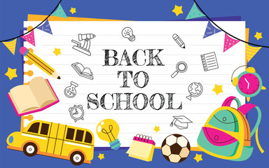 Back to school template banner vector background