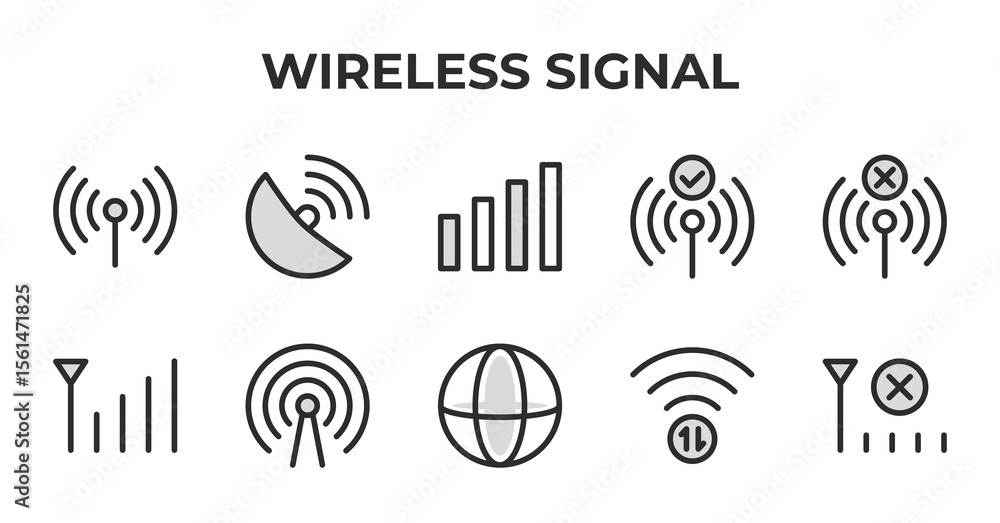 Aufkleber wireless signal icon set wifi network antenna connection global internet