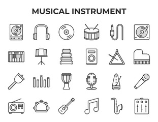 Musical Instrument Icon Set Music Studio Sound Equipment Performance Hobby