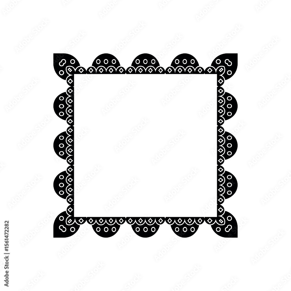 Poster illustration of download square frame with scalloped edges vector design for graphic projects and cr