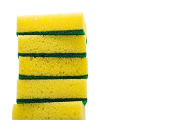 Dish washing sponge or kitchen sponge isolated in white background.