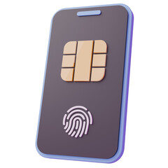 Smart Pay with built-in IC chip and fingerprint recognition. 3d illustration icon.