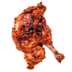 Grilled chicken leg quarter isolated on transparent background