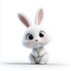 Fototapeta premium Adorable White Cartoon Rabbit , PNG isolated cut out image