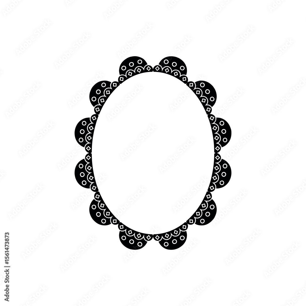 Poster illustration of elegant oval frame with decorative border design for invitations cards and graphic d