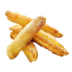 Delicious golden churros with sugar coating isolated on transparent background