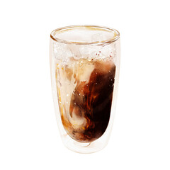 Watercolor of milk coffee