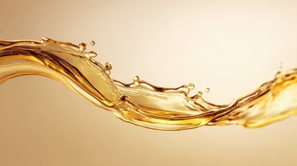 Dynamic flowing golden liquid wave with splash movement and smooth texture.