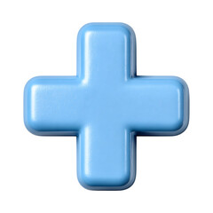 A rounded light blue plus sign symbol isolated on transparent background
