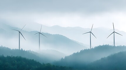 Wind Turbines Generating Clean Energy at Sunrise for Sustainability

