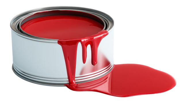 Open can of paint with drip minimal on white