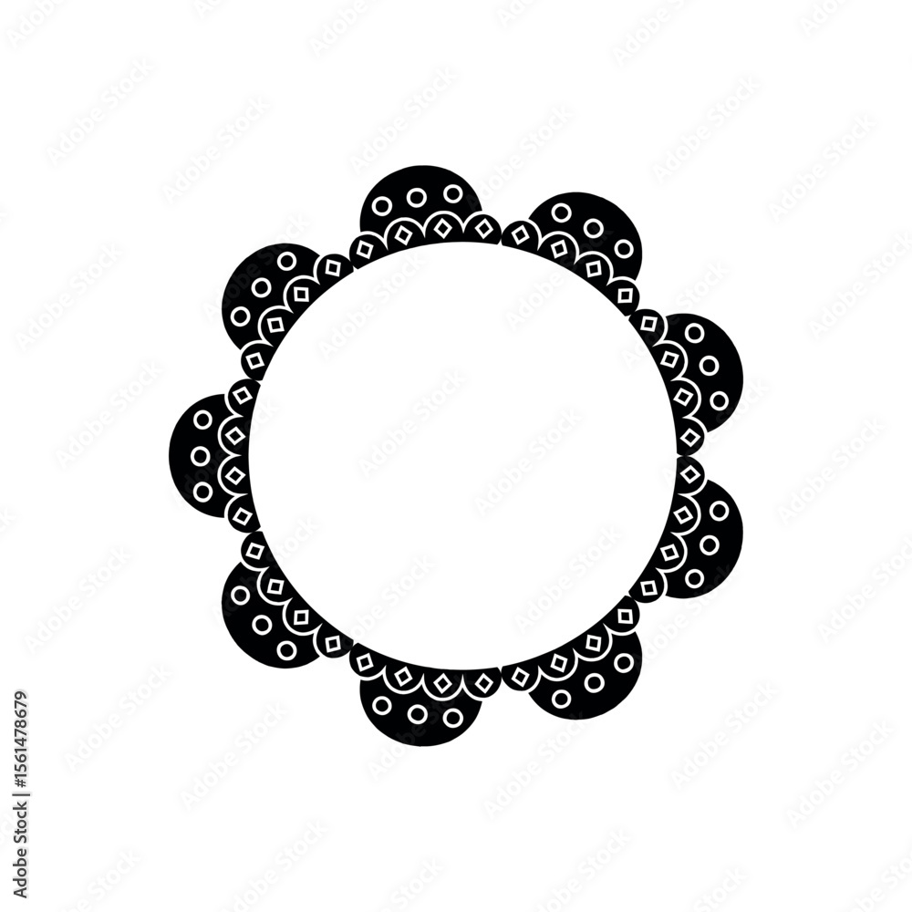 Poster illustration of decorative circle frame vector design element with floral pattern for invitation and