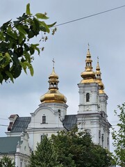 Church in the city center, beautiful architecture of the old city, Cathedral of the Transfiguration...