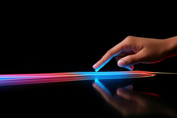 
"Finger tapping swipe arrow on touchscreen 