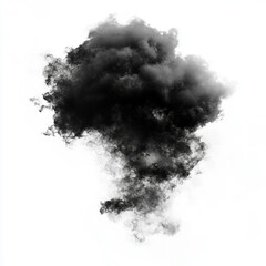 A solitary dark cloud formation against a bright white background in a digital rendering style