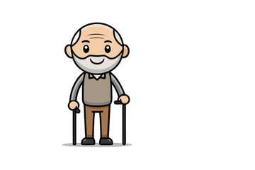 Joyful Senior's Walk: A smiling, illustrated senior person strolls gracefully with the aid of two walking sticks. It shows the simple joy and freedom of staying active at any age.