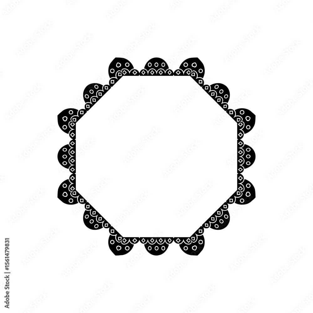 Poster illustration of download octagon frame vector with scalloped edge design for graphic projects and cr