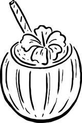 Coconut Cocktail Sketch for Summer Cafe Branding