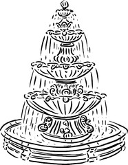 Ancient Greek Fountain Illustration for Architectural Branding