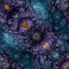 Fototapeta premium Abstract Cosmic Pattern in Blue and Purple with Glowing Accents