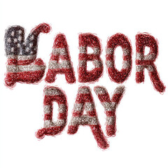 LABOR DAY text design by american flag