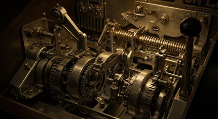 Intricate clockwork mechanism showcasing complex gears and engineering precision reflecting a