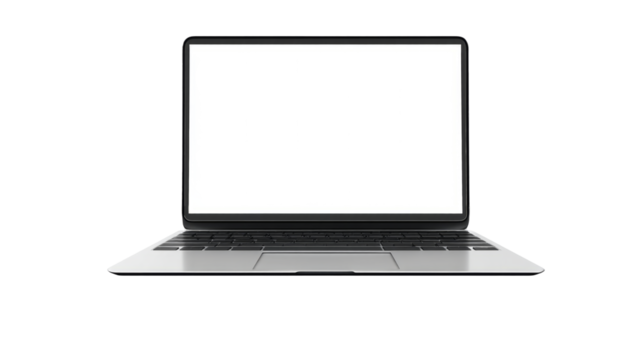 Laptop screen mockup with blank screen and keyboard