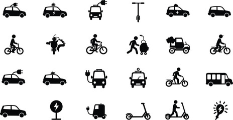 Transportation Icons Diverse Modes of Travel & Vehicles