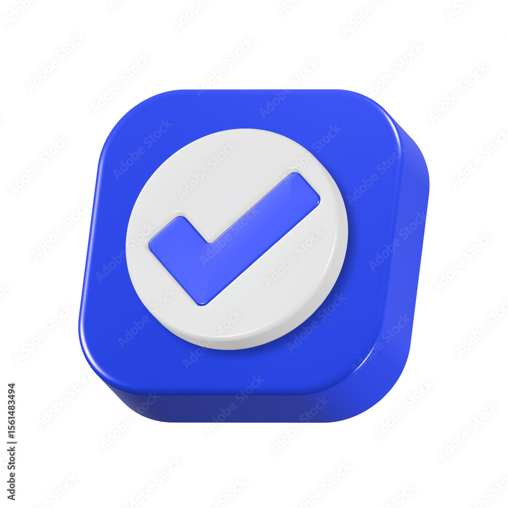 Poster checklist icon blue color 3d rendering