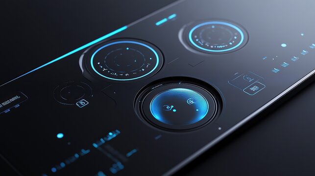 Sleek Futuristic Smart Device Interface with Circular Touch Controls