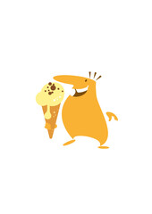 Funny boy with ice cream cone
