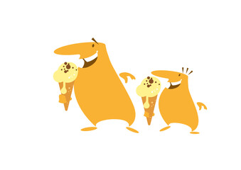 Father and son with ice cream cone