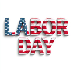 LABOR DAY text design by american flag