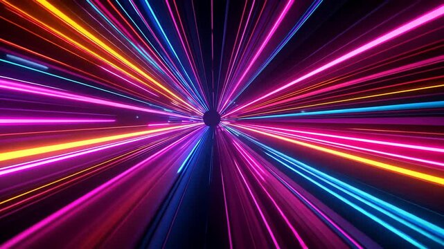 Colorful Neon Light Tunnel Visual Effect