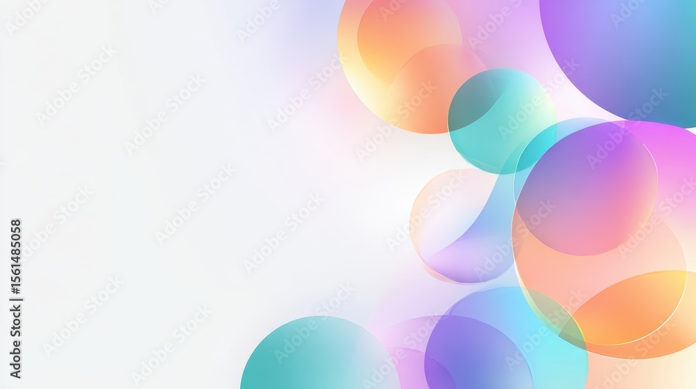 Poster abstract colorful bubbles floating on a soft background, creating a vibrant and cheerful atmosphere