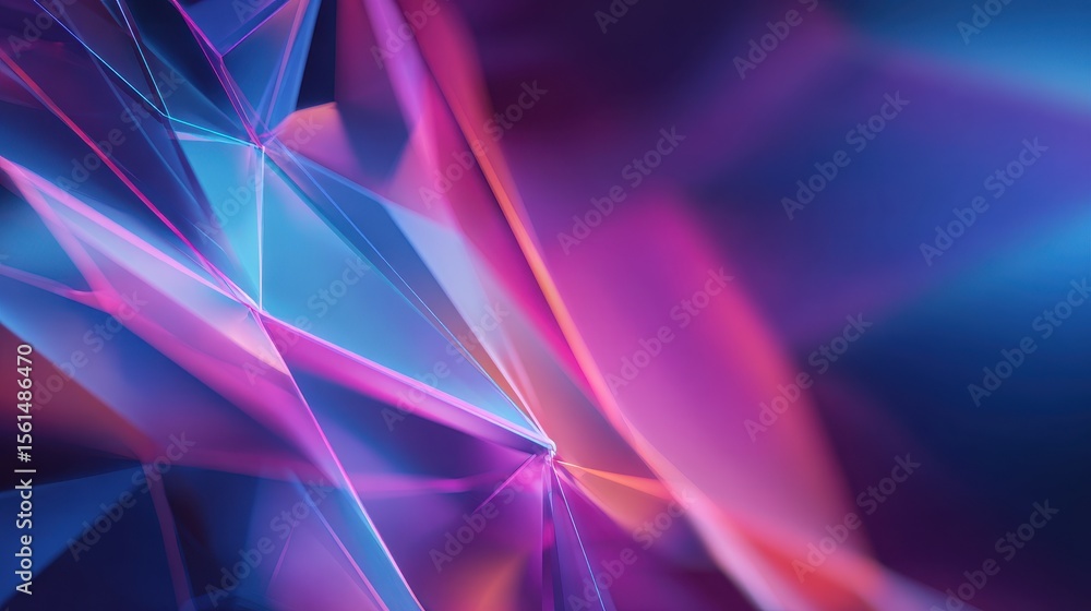 Poster abstract vibrant geometric shapes in shades of pink and blue creating a dynamic visual effect