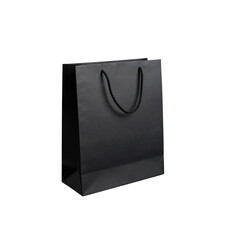 Isolated blank black, white, or brown paper shopping bags with handles are perfect for retail, gift, or merchandise packaging designs