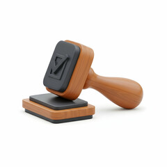 Customizable rubber stamp with wooden handle for official documentation and crafts
