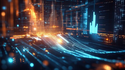 Futuristic Digital Cityscape Smart Data Network and Tech Visualization

