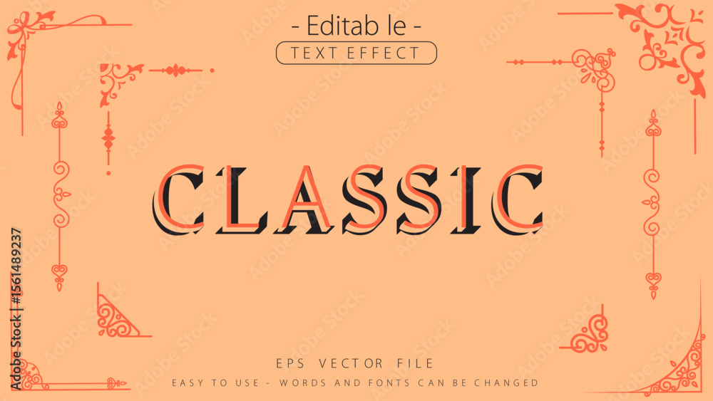 Poster classic text style editable text effect.