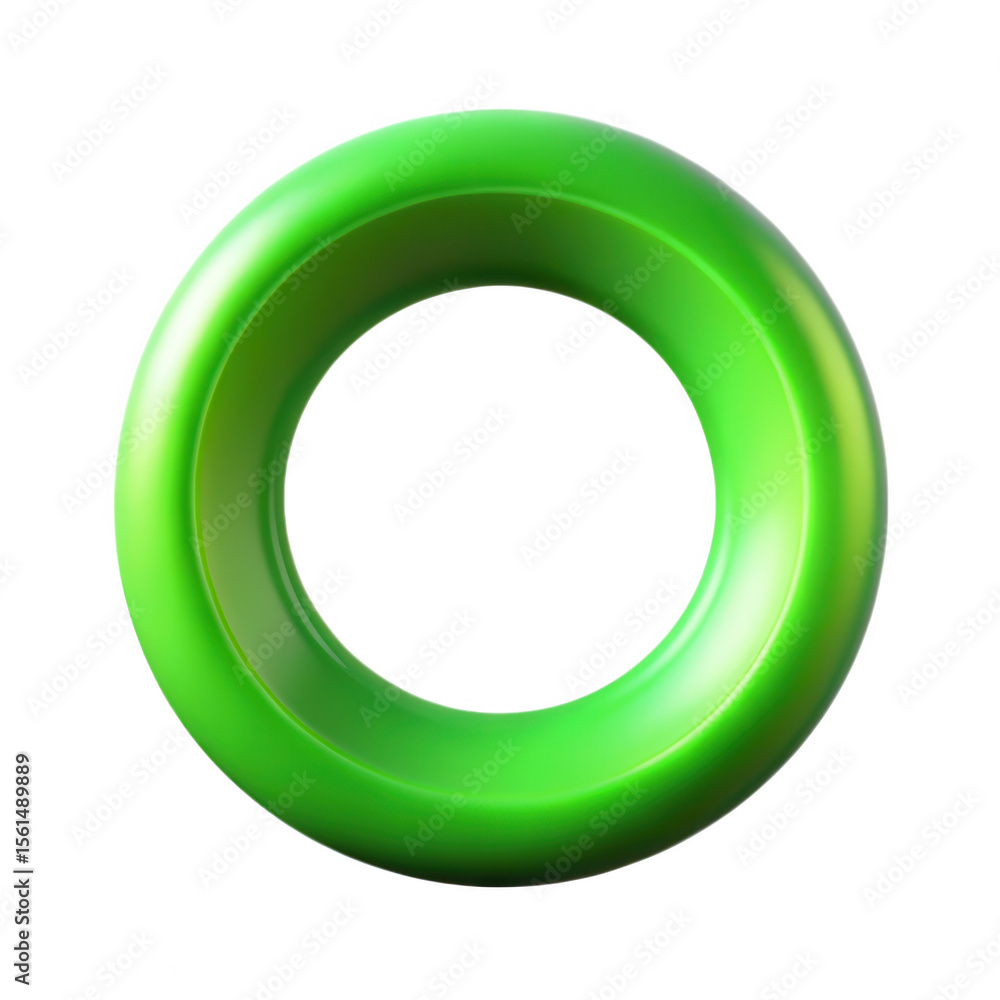 Poster bright green circular frame element isolated on transparent background
