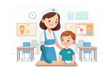 Healthcare Harmony: An image depicting a nurse's attentive care towards a young child, creating a sense of comfort within the healthcare setting.