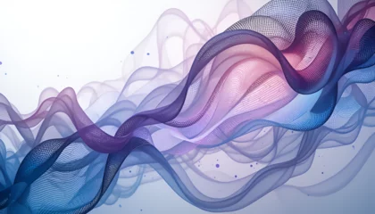 Fototapete Rund Flowing gradients blend smoothly in an abstract design, showcasing violet, pink and blue waves against a soft white backdrop. © UD