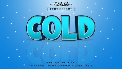 Blue cold text, editable text effect.