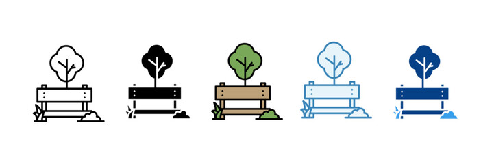 Public Park  Icon Set Multiple Style Collection