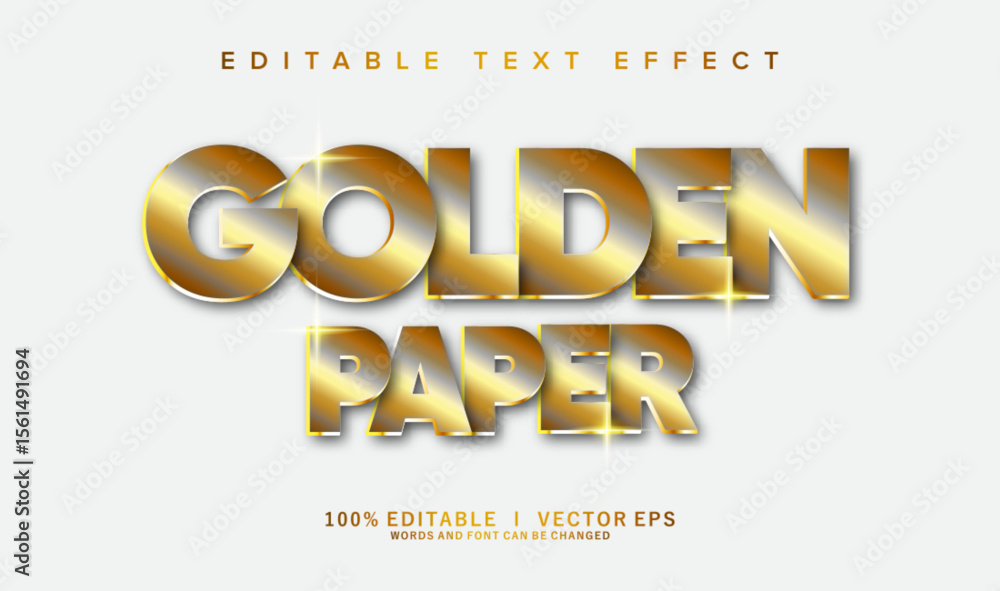 Poster golden paper vector text effect with modern style design