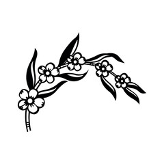 Illustration of floral branch vector illustration with flowers and leaves for graphic design and decoration element vector