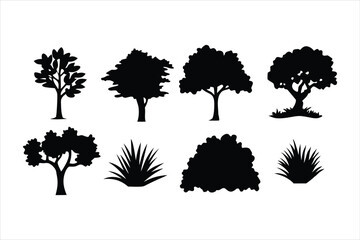 Diverse Tree Silhouettes Collection - Nature Landscape Elements